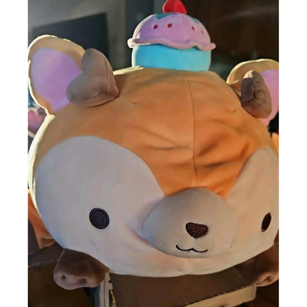 Smooshy Mushy Plush Felina Fawn Deer 8" with Strawberry Cupcake Hat 2018